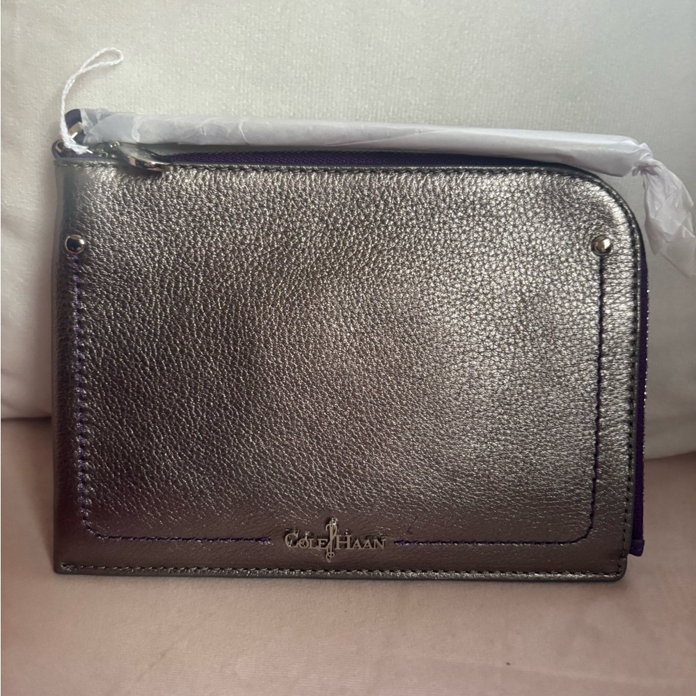 *NWT* Cole Haan gunmetal/purple wristlet